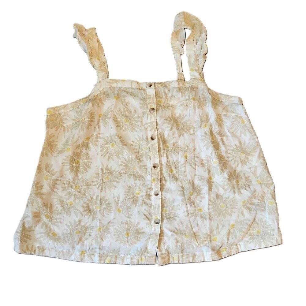 Torrid Cream Floral Ruffle Tank Top Womens Size 1X